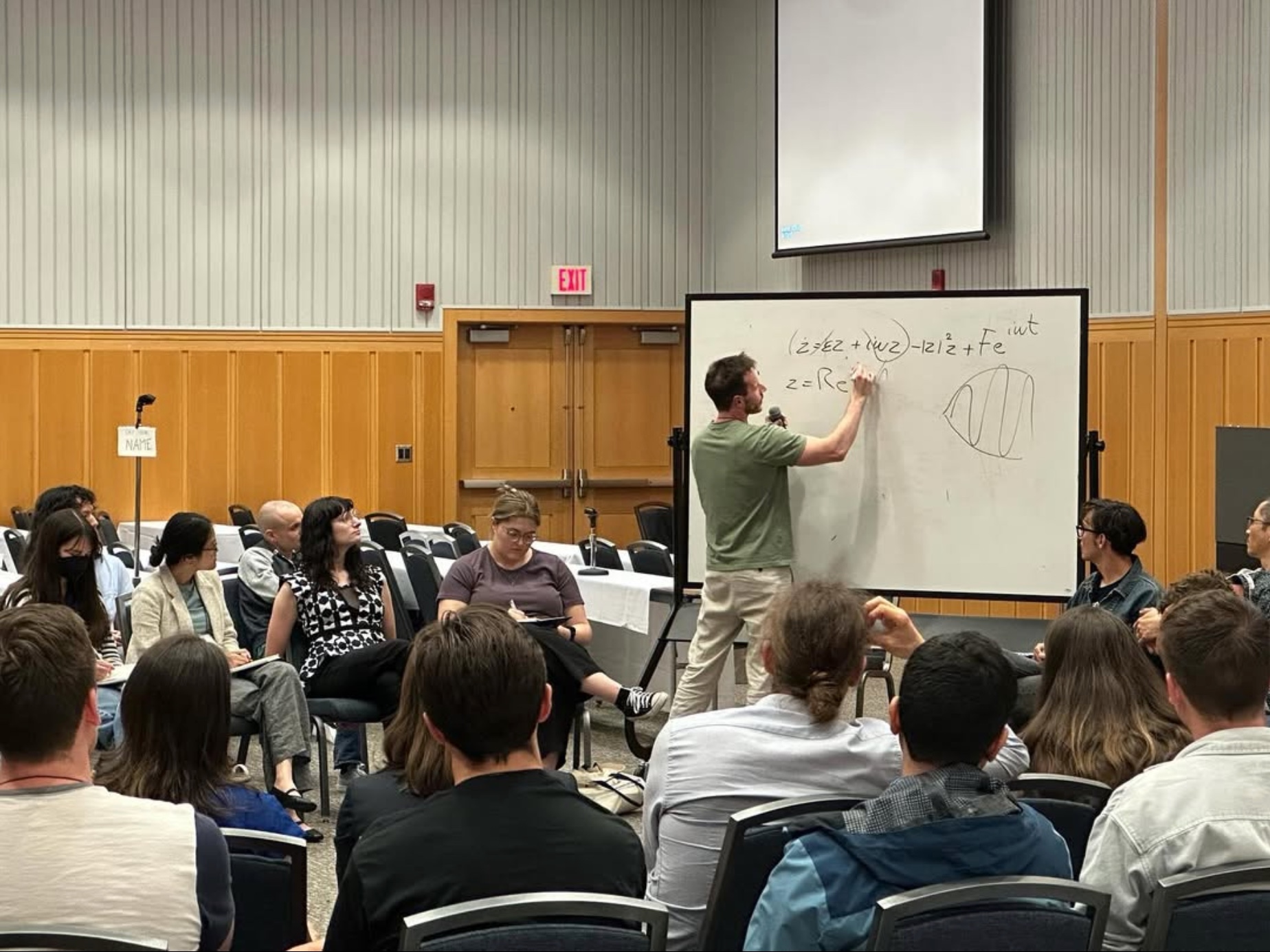 Francesco Gianoli teaching at Mechanics of Hearing workshop 2024